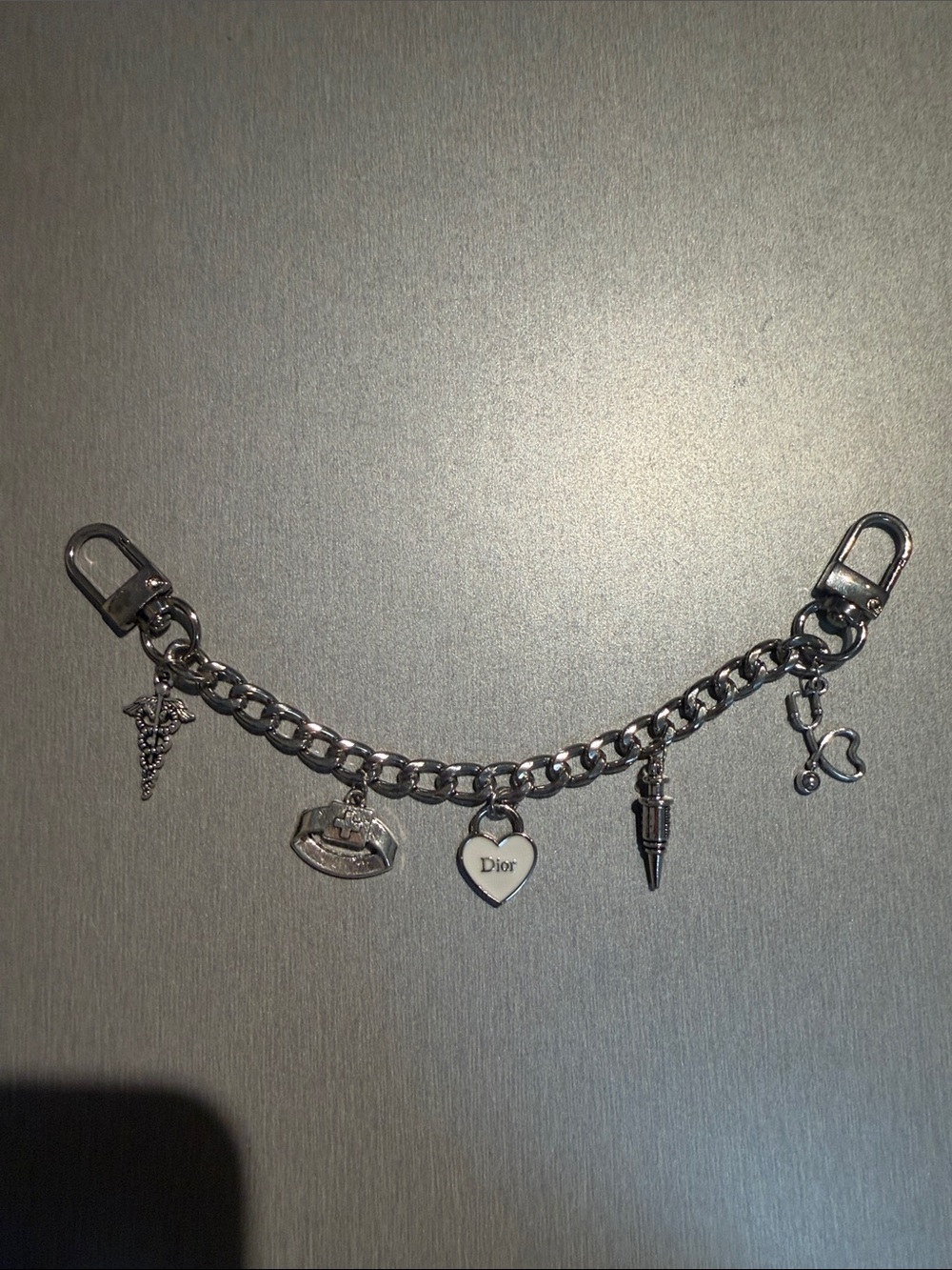 Inspired Nurse Silver Charm Bag Charm with Heart Logo